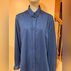 Zara Man Blue Casual Button Down Slim Fit Dress Shirt, Large